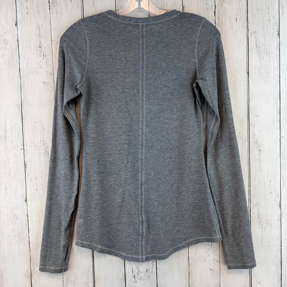 Lululemon Heathered Medium Grey Karma Long Sleeve Slim Top Vitasea W3B53S Size 6 - Picture 9 of 13